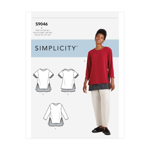 Naiste kihilised tuunikad, suurused: A (XS-S-M-L-XL), Simplicity Pattern #S9046