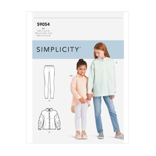 Laste ja tüdrukute vabaltlangevad topid, Simplicity Pattern #S9054