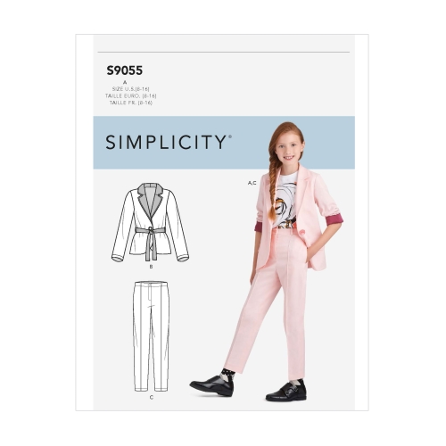 Tüdrukute jakk ja püksid, suurused: A (8-10-12-14-16), Simplicity Pattern #S9055