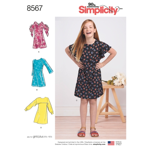 Tüdrukute ja pluss-mõõdus tüdrukute kleit, Simplicity Pattern #8567