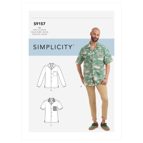 Meeste avatud kaelusega kraega särgid, Simplicity Pattern #S S9157