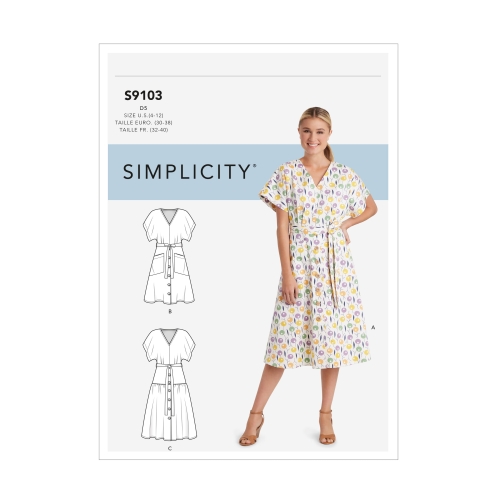 Naiste kleidid kahes pikkuses astmelisusvariatsiooniga, Simplicity Pattern #S S9103