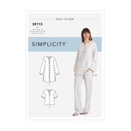 Naiste tuunika, topp ja püksid, Simplicity Pattern #S9113