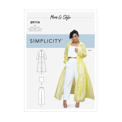 Naiste kleit, topp ja püksid, Simplicity Pattern #S9114