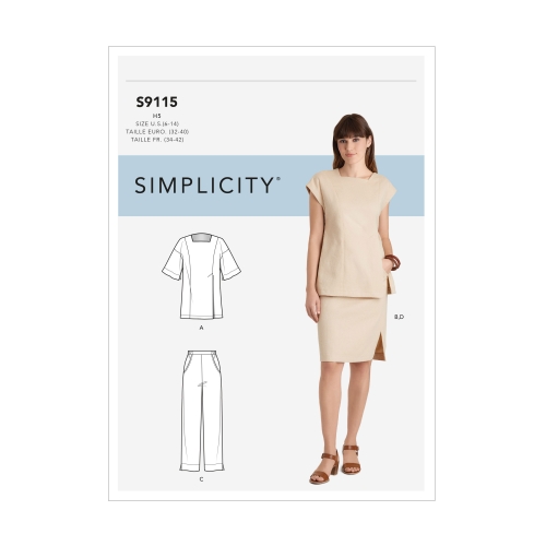 Naiste seelikud, püksid ja topid käisevariatsioonidega, Simplicity Pattern #S9115