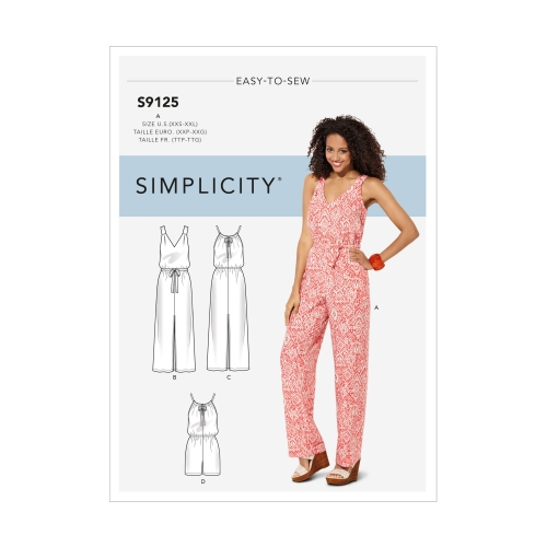Naiste kleidid ja kombinesoonid, suurused: A (XXS-XS-S-M-L-XL-XXL), Simplicity Pattern #S9125