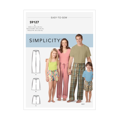Unisex magamisriietus, suurused: A (XS - L / XS - XL), Simplicity Pattern #S9127