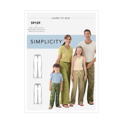 Unisex kodused riided; magamisriietus - püksid, suurused: A (XS - L / XS - XL), Simplicity Pattern #S9129
