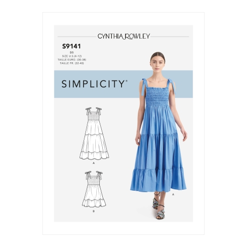 Naiste kroogitud pihaga kleit, Simplicity Pattern #S9141
