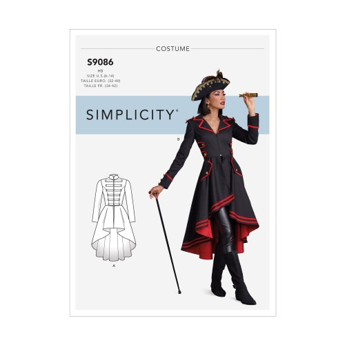 Naiste Steampunk-kostüüm mantlid, Simplicity Pattern #S9086