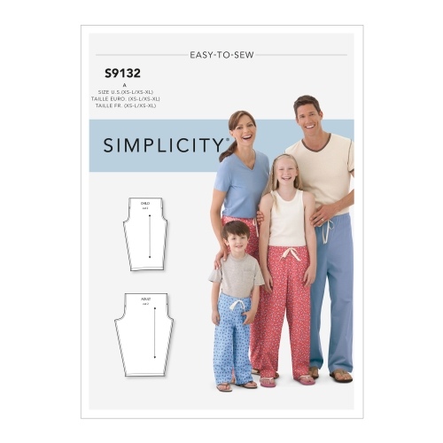 Unisex magamisriietus, suurused: A (XS - L / XS - XL), Simplicity Pattern #S9132