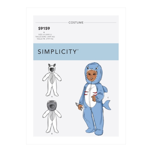 Loomakostüümid beebidele, Simplicity Sewing Pattern S9159A, suurused: A (XXS-XS-S-M-L)