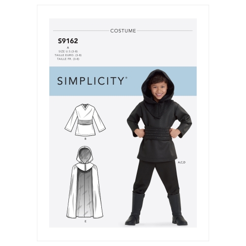 Kostüümid lastele, Simplicity Sewing Pattern S9162A, suurused: A (3-4-5-6-7-8)