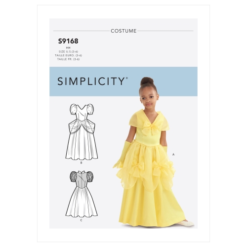 Printsessi kostüümid lastele ja tüdrukutele, Simplicity Sewing Pattern S9168HH