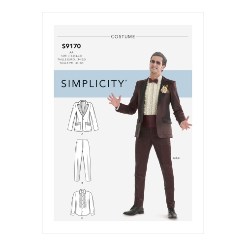 Meeste Tuxedo kostüümid, Simplicity Sewing Pattern S9170AA