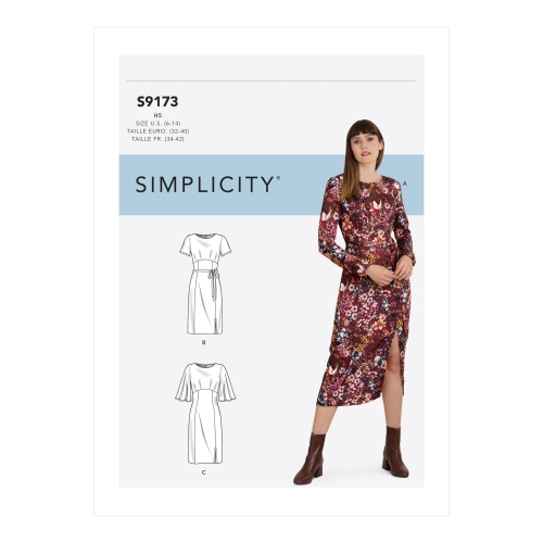 Naiste kleit käise ja pikkuse variatsioonidega, Simplicity Sewing Pattern S9173H5