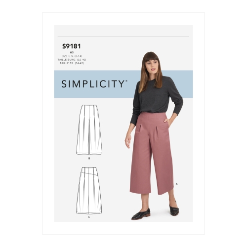 Kärbitud püksid ja seelik naistele, Simplicity Sewing Pattern S9181H5