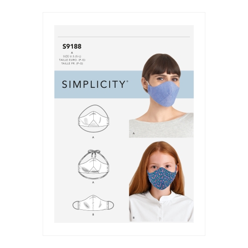 Näokatted, maskid kogu perele, Simplicity Sewing Pattern S9188A, suurused: A (S-M-L)