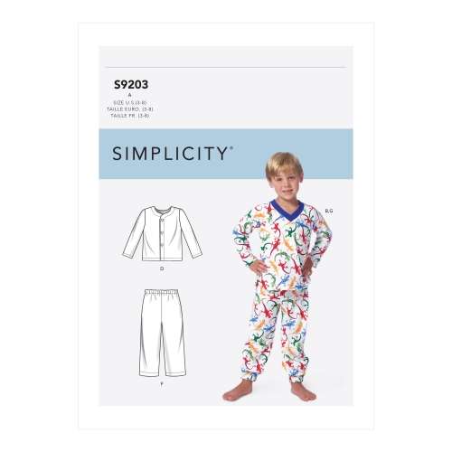 Laste, poiste ja tüdrukute topid, kleidid, lühikesed ja pikad püksid, Simplicity Sewing Pattern S9203A, suurused: A (3-4-5-6-7-8)