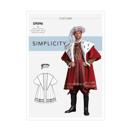 Meeste ajaloolised kostüümid, mantel, müts, kolmes mõõdus, Simplicity #S9096