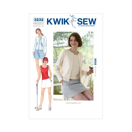 Skort-seelik, topp ja kardigan, Kwik Sew K3232