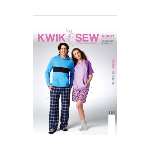 Unisex topp, lühikesed püksid ja püksid, Kwik Sew K3981