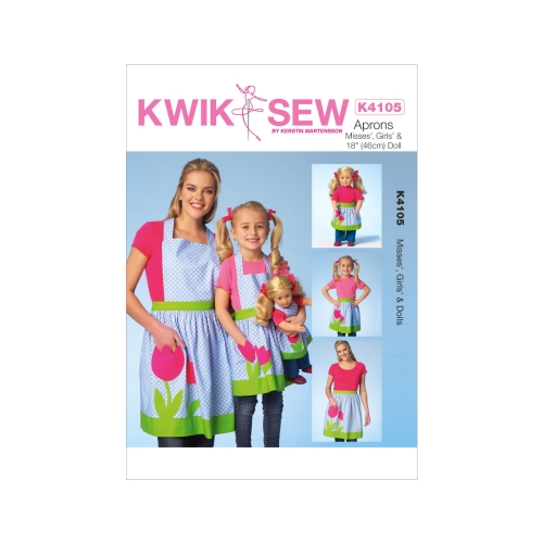 Põlled naistele, tüdrukutele ja nukkudeles, Kwik Sew K4105
