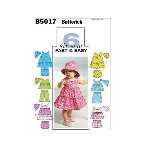Beebide topp, kleit, sipukad, lühikesed püksid, püksid ja müts, Butterick B5017OSZ