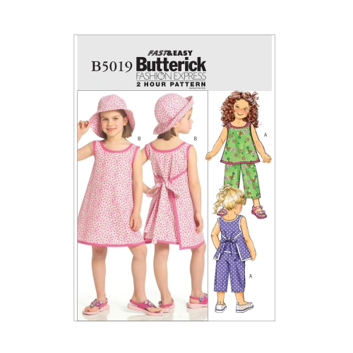 Ompelukaavat: Children's, sizes: Girls' Top, Dress, Pants and Hat, Butterick B5019
