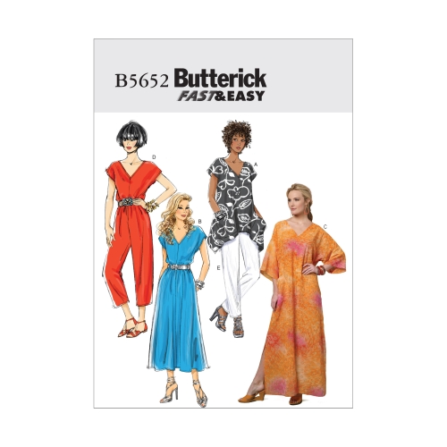 Naiste topp, kleit, kaftan, pükskostüüm ja püksid, Butterick B5652
