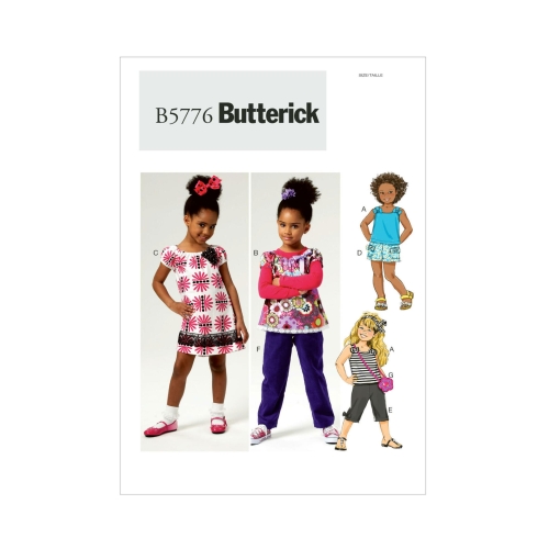 Ompelukaavat: Children's, sizes: Girls' Top, Dress, Shorts, Pants and Bag, Butterick B5776