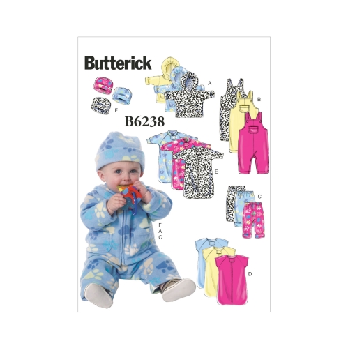 Beebide jakk, kombinesoonid, püksid ja müts, Butterick B6238YA5