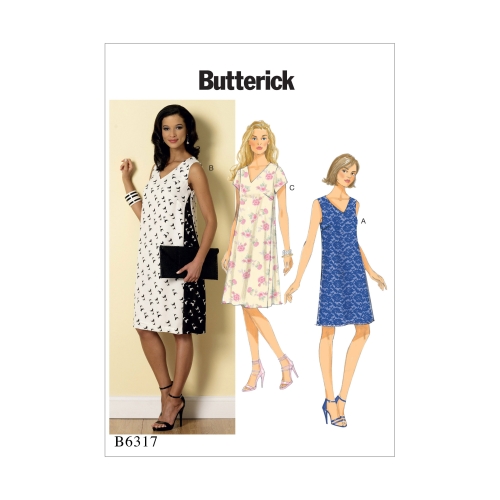 Naiste pullover V-kaelusega kleidid, Butterick B6317