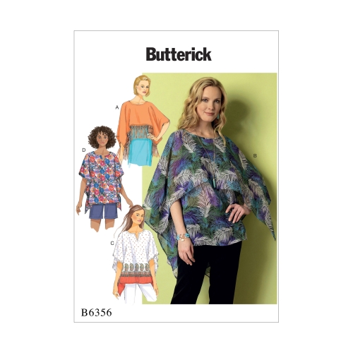 Ompelukaavat: Misses' Fringe-Trim, Overlay or Notch-Neck Tunics, Butterick B6356