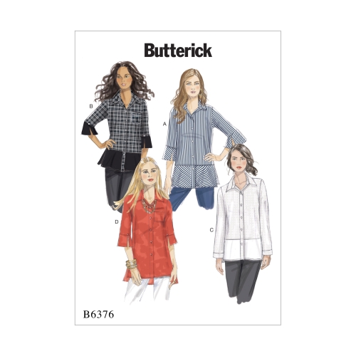 Ompelukaavat: Misses' Button-Down Shirts with Side Slits, Butterick B6376
