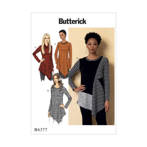 Ompelukaavat: Misses' Seamed Tunics with Asymmetical Hems, Butterick B6377