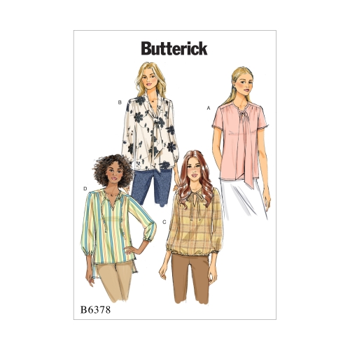 Ompelukaavat: Misses' Gathered Tops and Tunics with Neck Ties, Butterick B6378