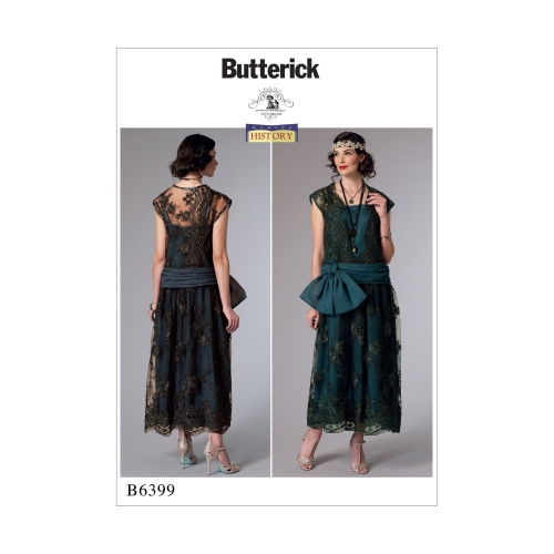 Naiste kleit rohke lehviga, Butterick B6399