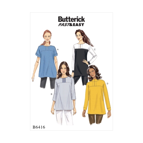 Ompelukaavat: Misses' Button-Closure Tunics with Yokes, Butterick B6416