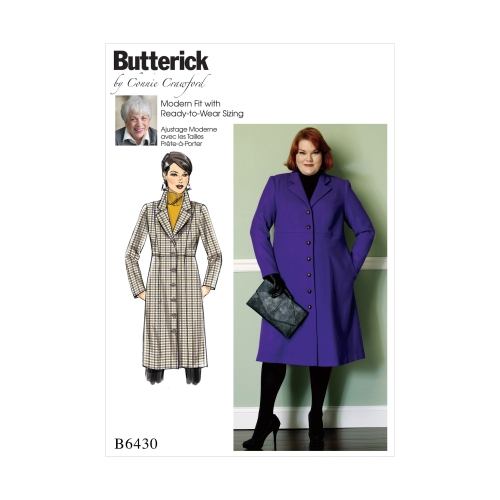 Naiste printsesslõikega mantel, Butterick B6430
