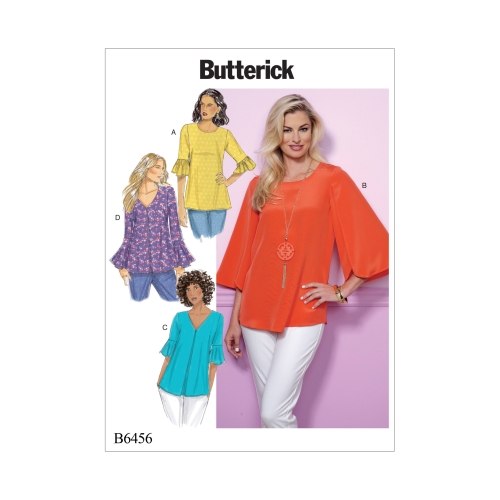 Ompelukaavat: Misses' Tulip or Ruffle Sleeve Tops, Butterick B6456