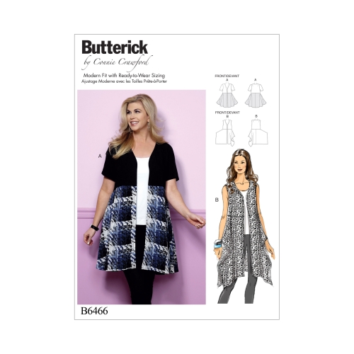 Ompelukaavat: Misses', sizes: Women's Button-Down Shirt with Side Slits and Bust Pockets, Butterick B6465