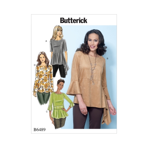 Ompelukaavat: Misses' Pullover Tops with Sleeve and Peplum Variations, Butterick B6489