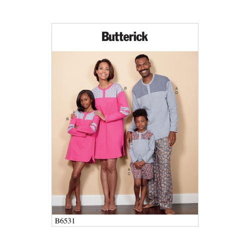 Naiste, Meeste, laste, poiste, tüdrukutele topp, tuunika, lühikesed püksid ja püksid, Butterick B6531OSZ