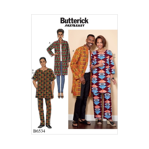 Naiste, meeste mantel, tuunika ja püksid, Butterick B6534
