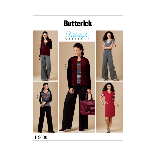 Naiste jakk, topp, kleit, pükskostüüm ja püksid, Butterick B6600