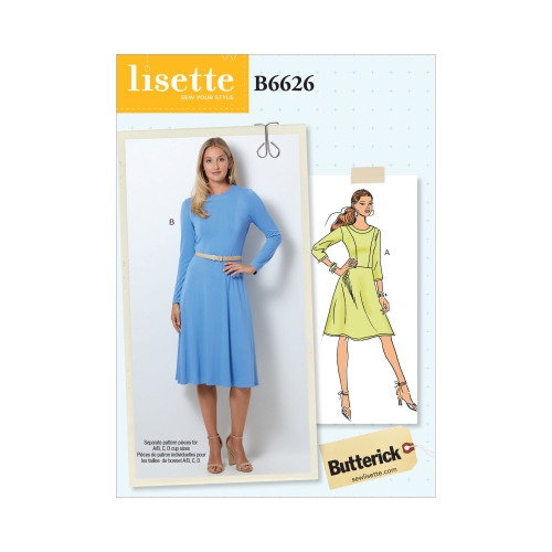 Naiste, väikesekasvuliste Petite naiste kleit, Butterick B6626