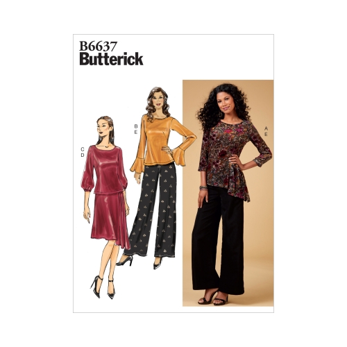 Naiste, väikesekasvuliste Petite naiste topp, seelik ja püksid, Butterick B6637