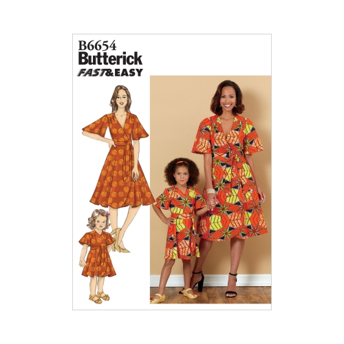 Naiste, laste ja lüdrukute kleit ja lint, Butterick B6654A