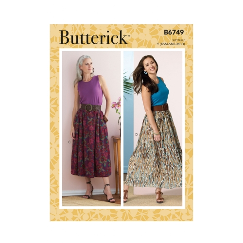 Naiste kroogitud pihaga seelikud, Butterick B6749